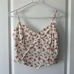 Sienna Sky Cream Floral Smocked Cami with Red Flowers